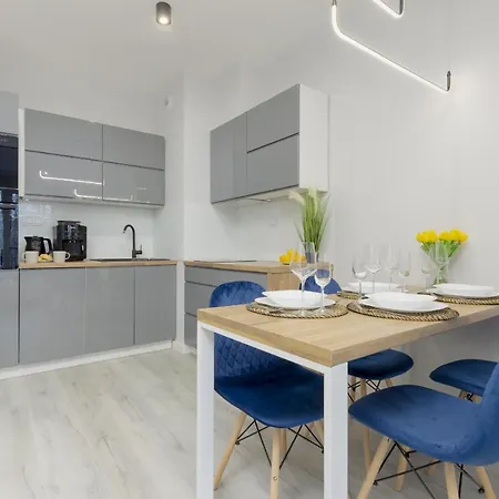 Dark Blue And Grey With Pastel Bedroom In By Renters شقة وارسو